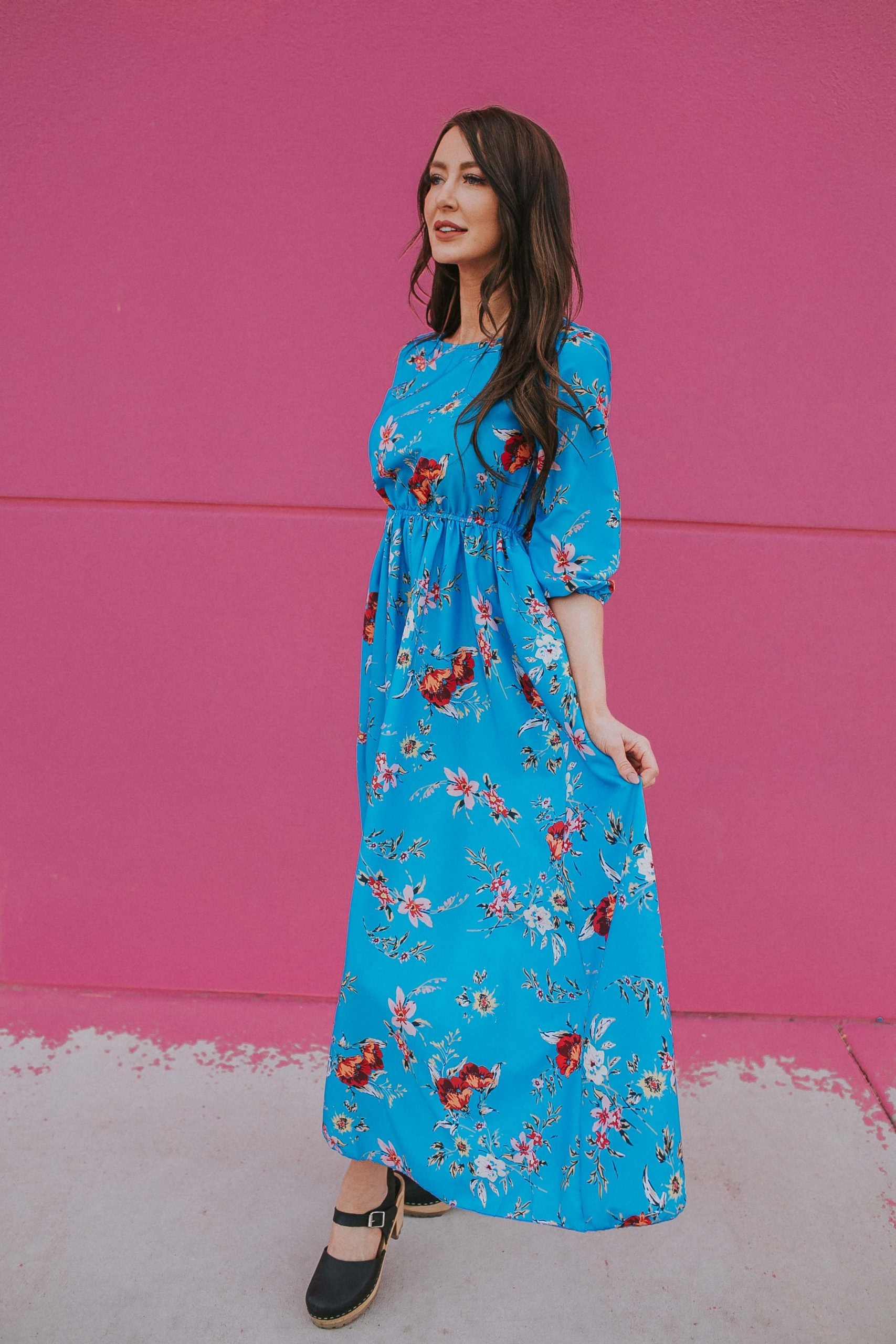 Rosalie Floral Dress in Blue