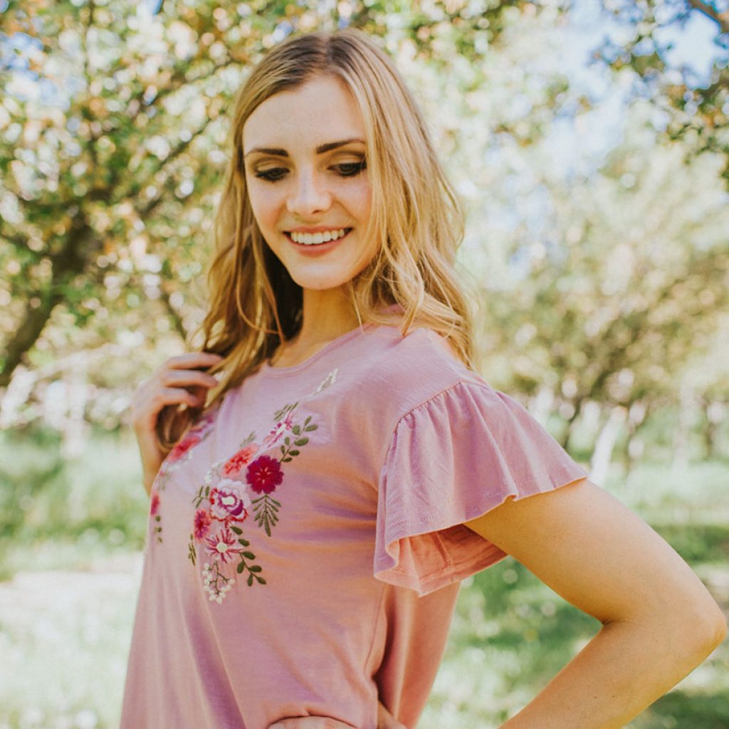 Rosebud Embroidered Top – Basil and Blush