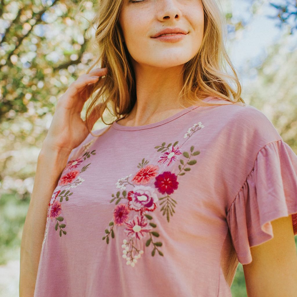 Rosebud Embroidered Top