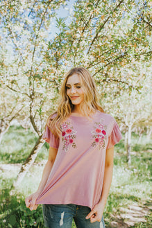 Rosebud Embroidered Top